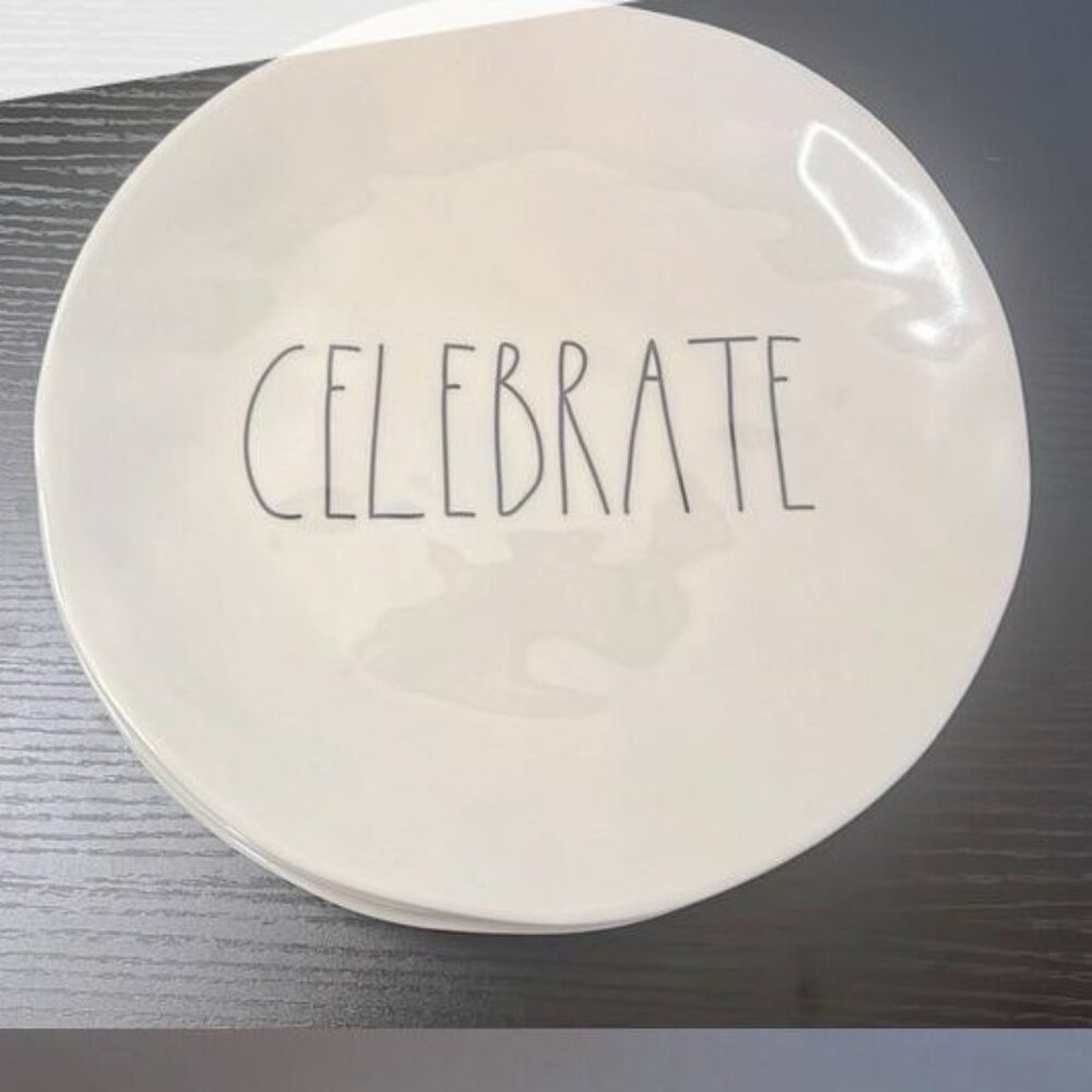 Rae Dunn CELEBRATE Artisan Collection Magenta Farmhouse 10" Dinner Plate Melamin